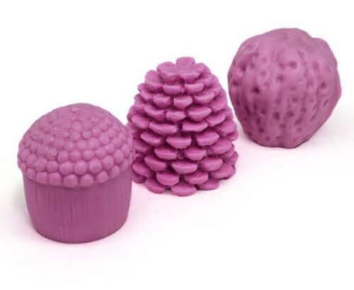 Molde para hacer jabones navidad con forma de piña, bellota y nuez.