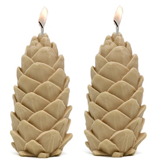 Molde velas 2 piñas silvestres - Molde para velas, dos piñas navidad 3D - Moldes para hacer velas navidad