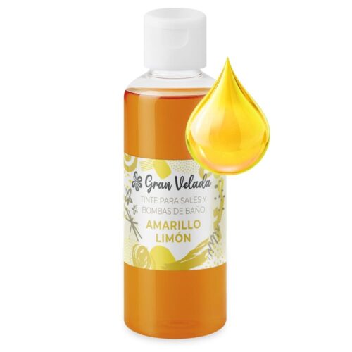 Tinte amarillo limón sales y bombas de baño con gota ejemplo