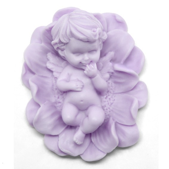 Molde jabon angelito en flor - Molde con forma de angelito en flor. Venta online - Moldes de jabones para bautizo