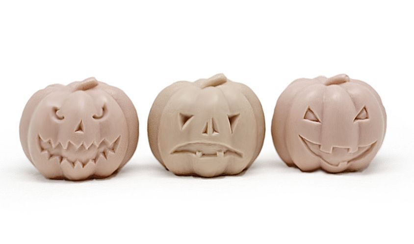 Calabazas Halloween, molde para velas 3 calabazas compinches