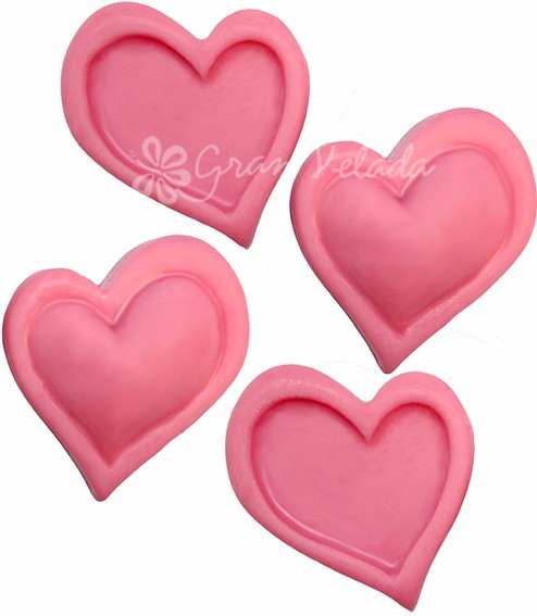 Molde de silicona 4 corazones comics
