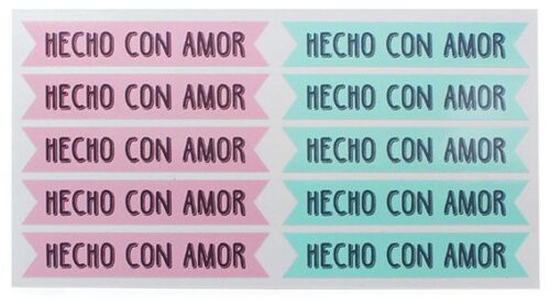 Pegatinas banderin hecho con amor