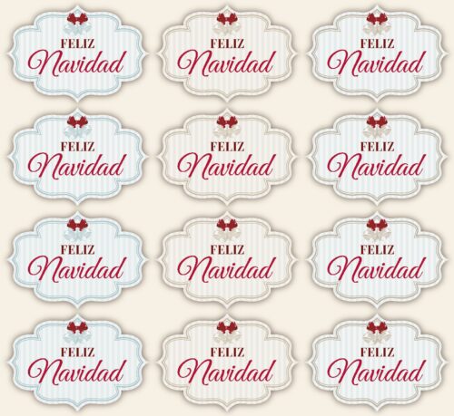 Pegatinas vintage feliz navidad