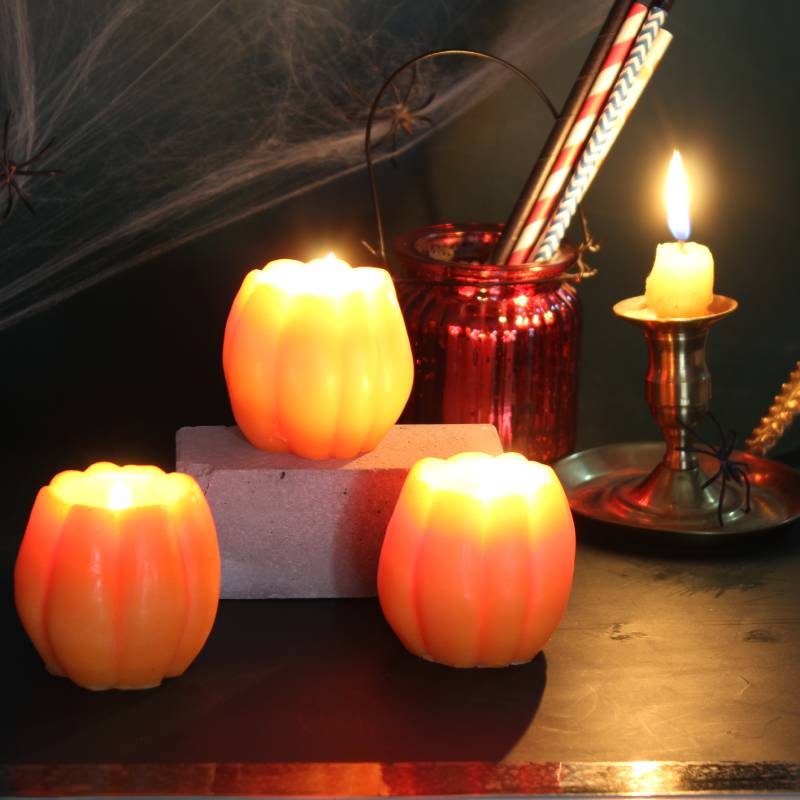 Kit como hacer velas calabaza de halloween. Materiales e instrucciones