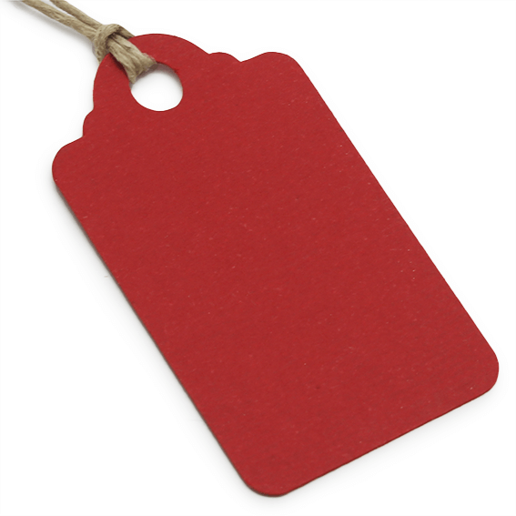 Etiquetas con cuerda tienda online roja