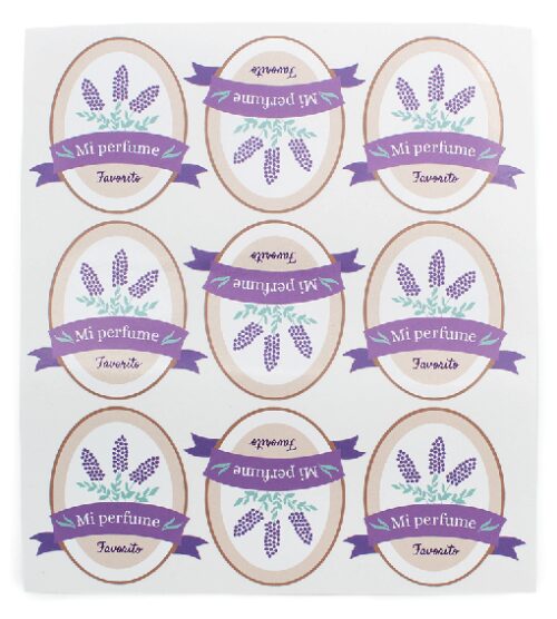 Pegatinas mi perfume favorito para packaging