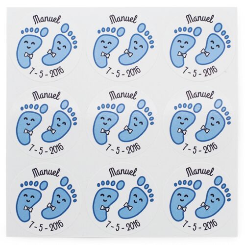 Pegatinas personalizadas huellas azules