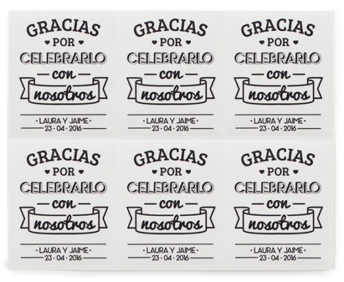 Pegatinas personalizadas gracias por celebrarlo con nosotros