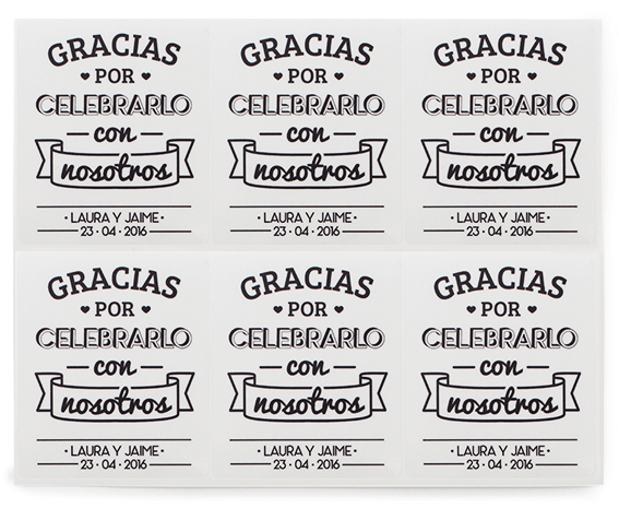 Pegatinas personalizadas gracias por celebrarlo con nosotros