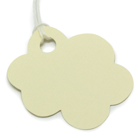 Etiquetas nube para decorar regalos crema