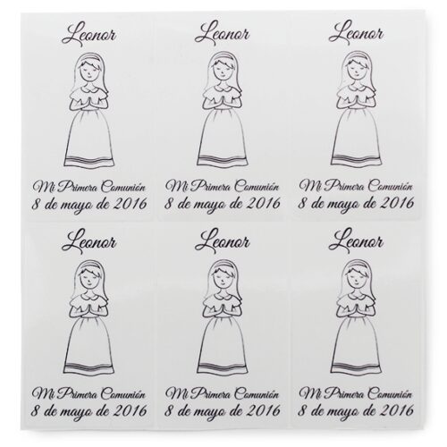 Pegatinas personalizadas de comunión niña