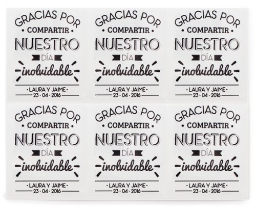 Pegatinas personalizadas gracias por compartir nuestro dia inolvidable