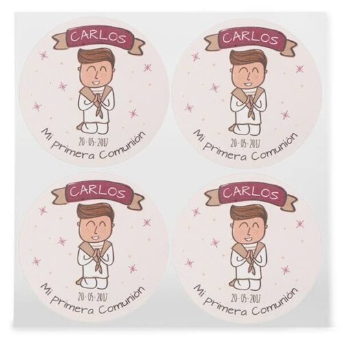 Pegatinas comunion personalizadas redondas chico