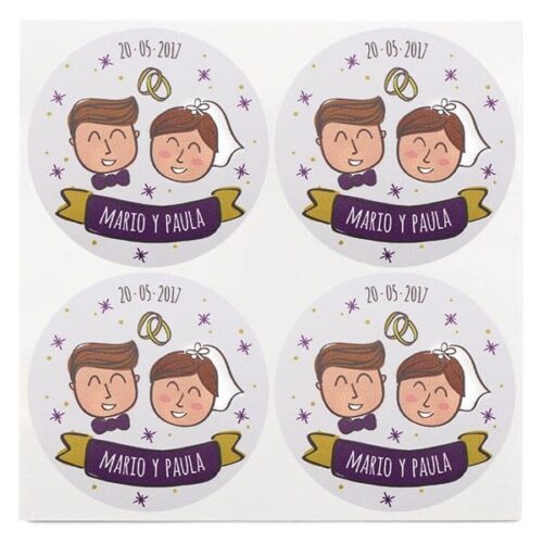 Pegatinas de boda personalizadas redondas