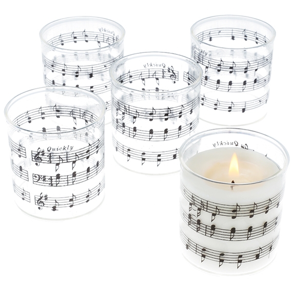 Vasos para velas con notas musicales