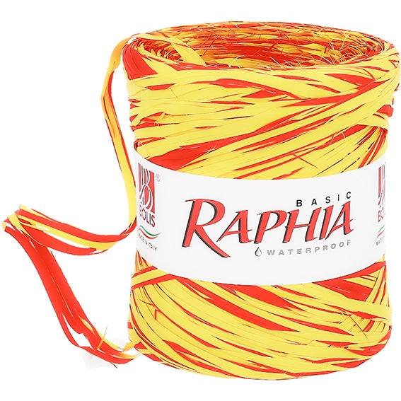 Cinta de rafia bicolor amarillo-rojo