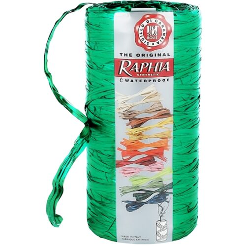 Cinta de rafia metalizada verde esmeralda