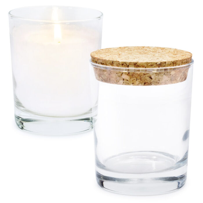 Vaso recto para velas con corcho