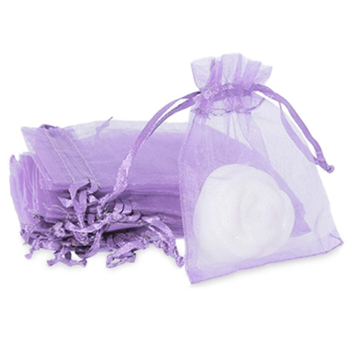 Bolsitas de organza lilas 7x9 cm para packaging