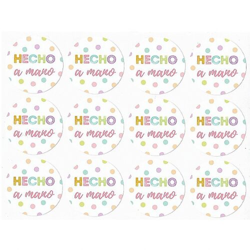 Pegatinas hecho a mano con topos de colores