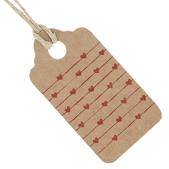 Etiquetas carton kraft rectangulares corazoncitos