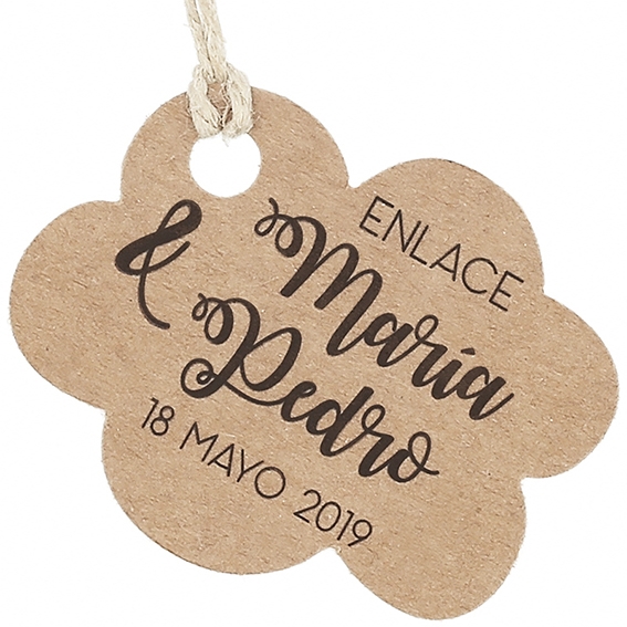 Etiquetas de carton boda personalizadas nubes