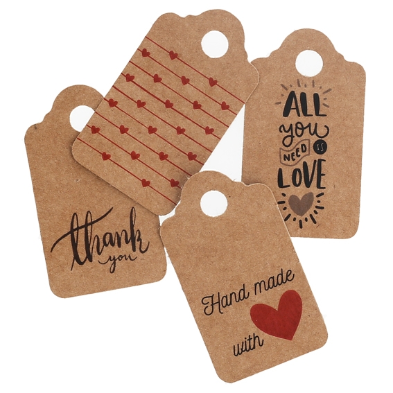 Etiquetas kraft con corazones