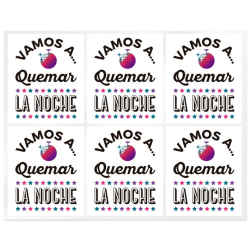 Pegatinas para velas vamos a quemar la noche