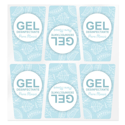 Pegatinas azules para gel desinfectante