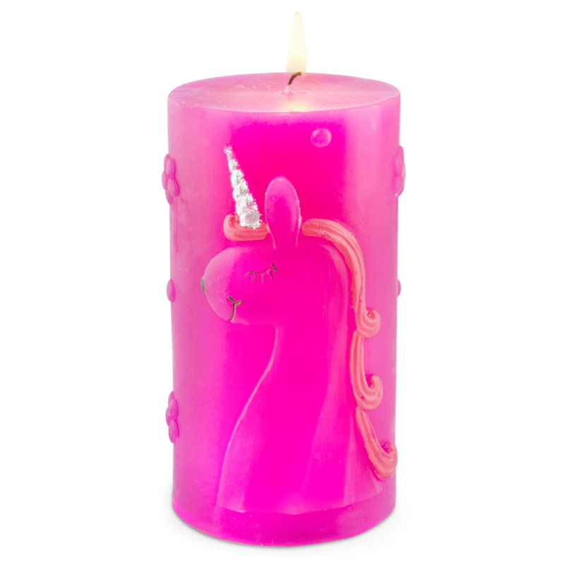 Vela fucsia con unicornio