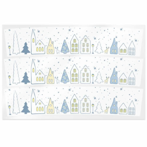 Pegatinas de Navidad pueblo nevado transparentes