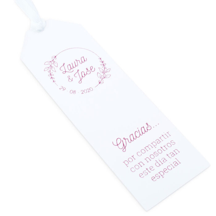 Marcapaginas personalizados corona floral granate