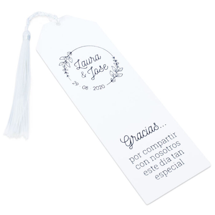 Marcapaginas personalizados corona floral negro