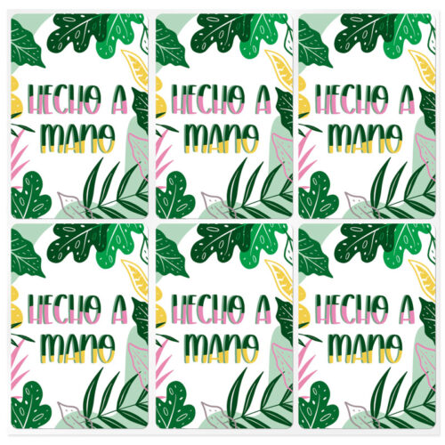 Pegatinas rectangulares hecho a mano tropical