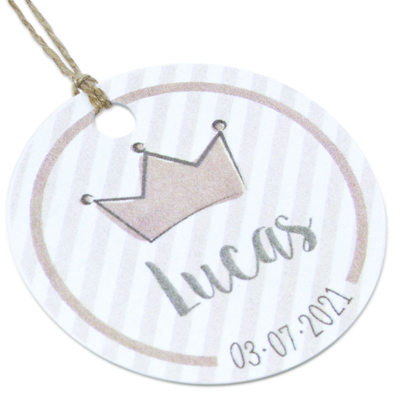 Etiquetas de carton personalizadas corona beige