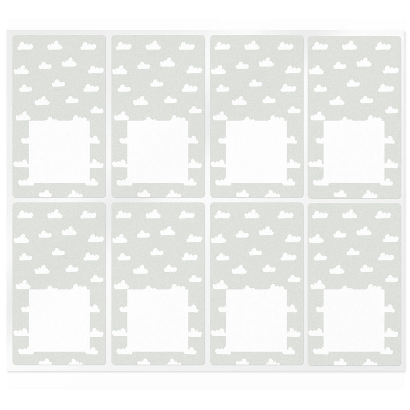 Pegatinas rectangulares con nubes