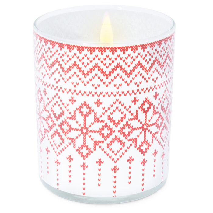 Sticker rojos estampado de navidad velas en vaso