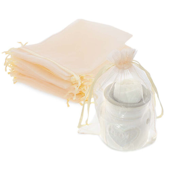 Bolsitas de organza salmon 13x17 cm para packaging