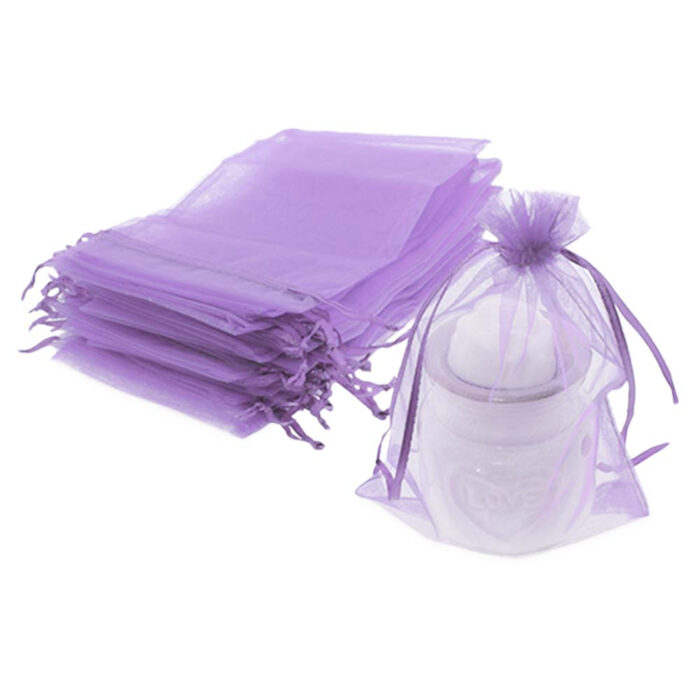 Bolsitas de organza lilas 13x17 cm para packaging