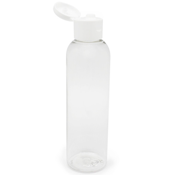 Botella pet alta 250 ml tapon bisagra blanco por mayor