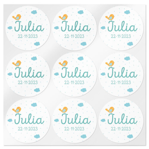 Pegatinas personalizadas nubes y pajaro transparentes pequeñas