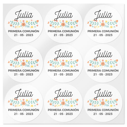 Pegatinas personalizadas con flores transparentes pequeñas