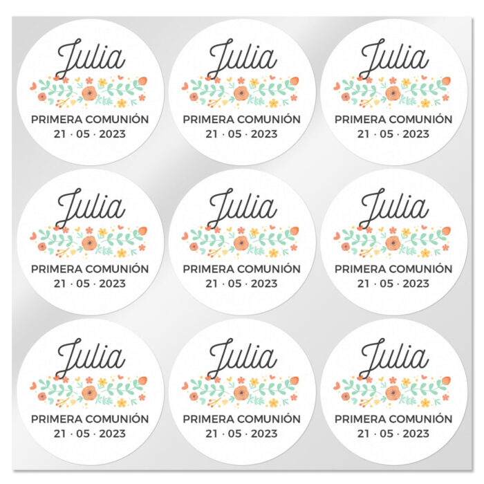 Pegatinas personalizadas con flores redondas pequeñas