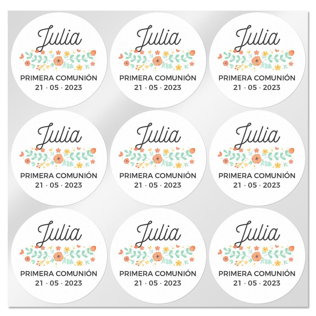 Pegatinas personalizadas con flores redondas pequeñas