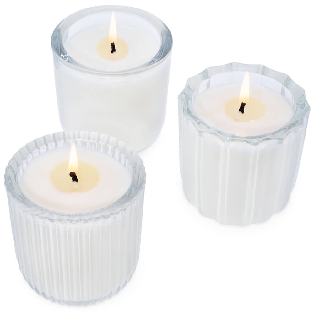 Pack de 3 vasos 150 ml pequeños basic para velas