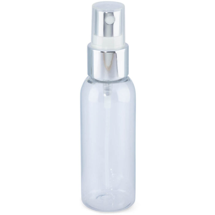 Comprar botella PET alta de 50 ml con pulverizador plata