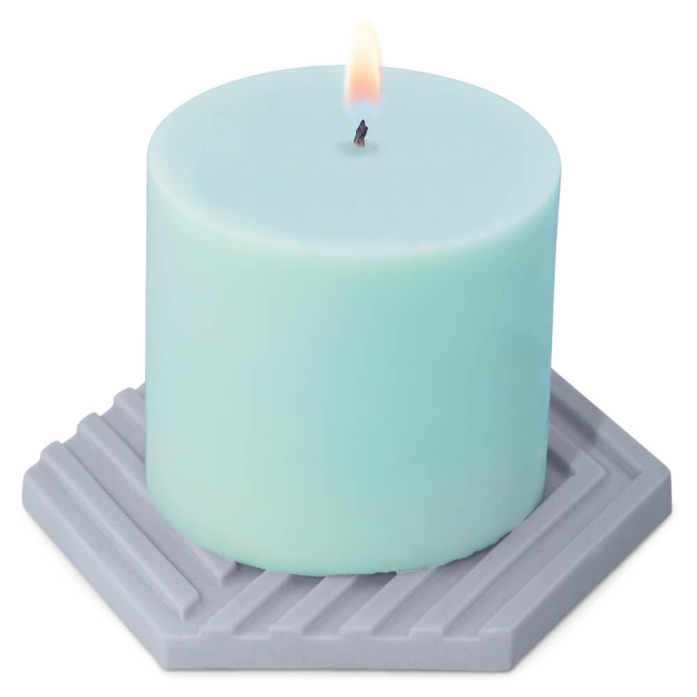 Molde hexagonal rayado base para velas