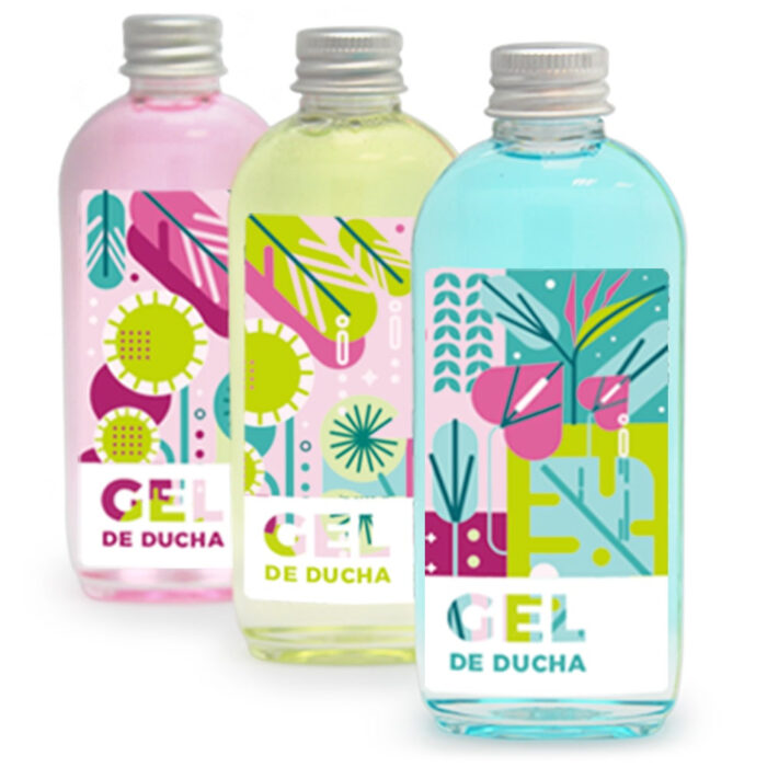 Pegatinas gel de ducha botanic para packaging