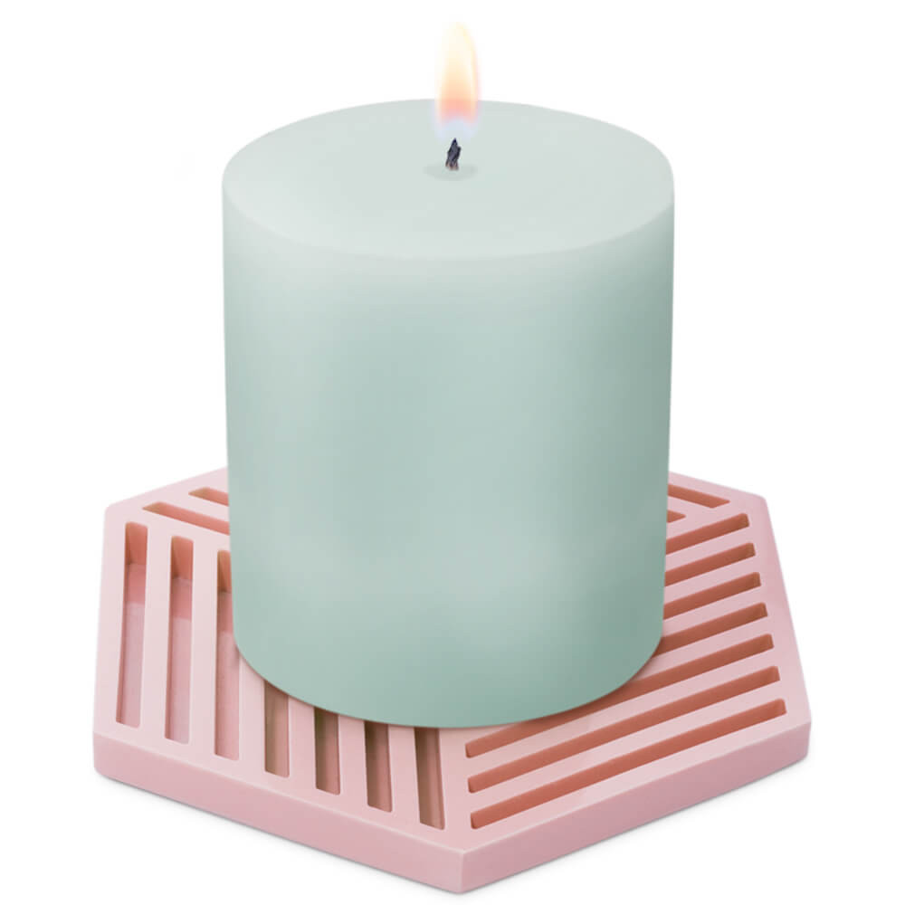 Molde hexagonal rayado grande base para velas